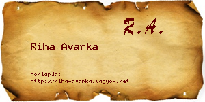 Riha Avarka névjegykártya